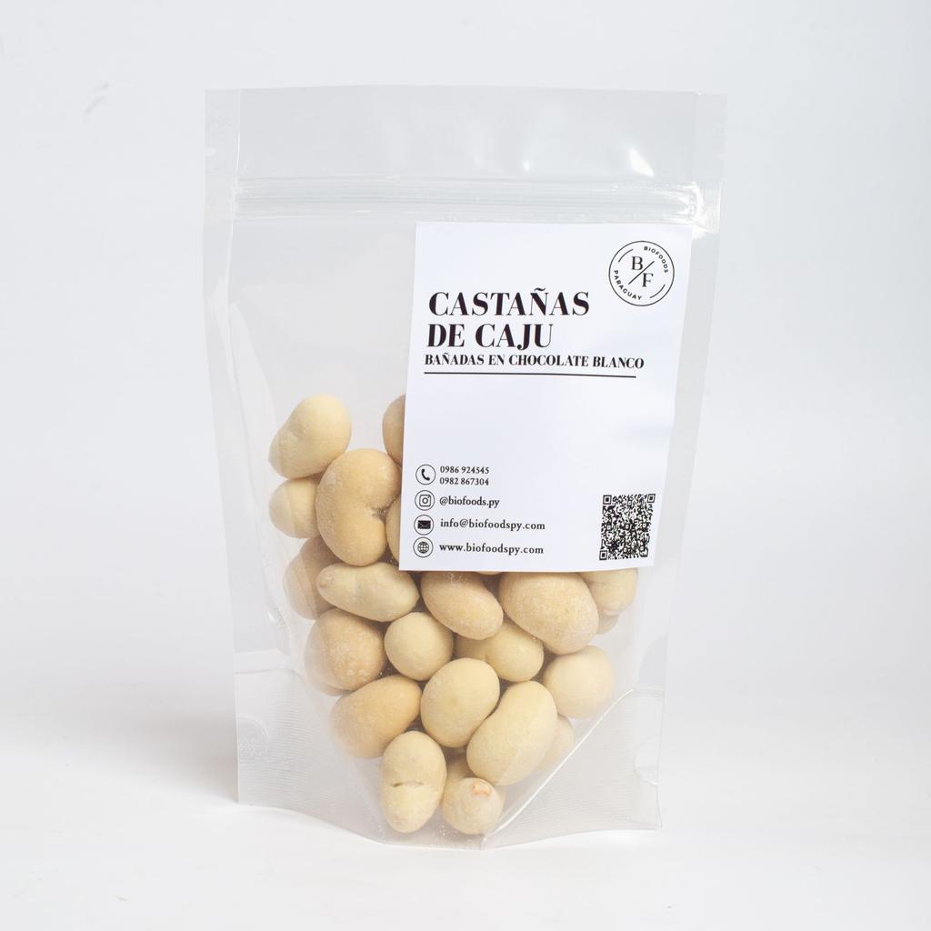 Castañas de caju bañadas en chocolate blanco